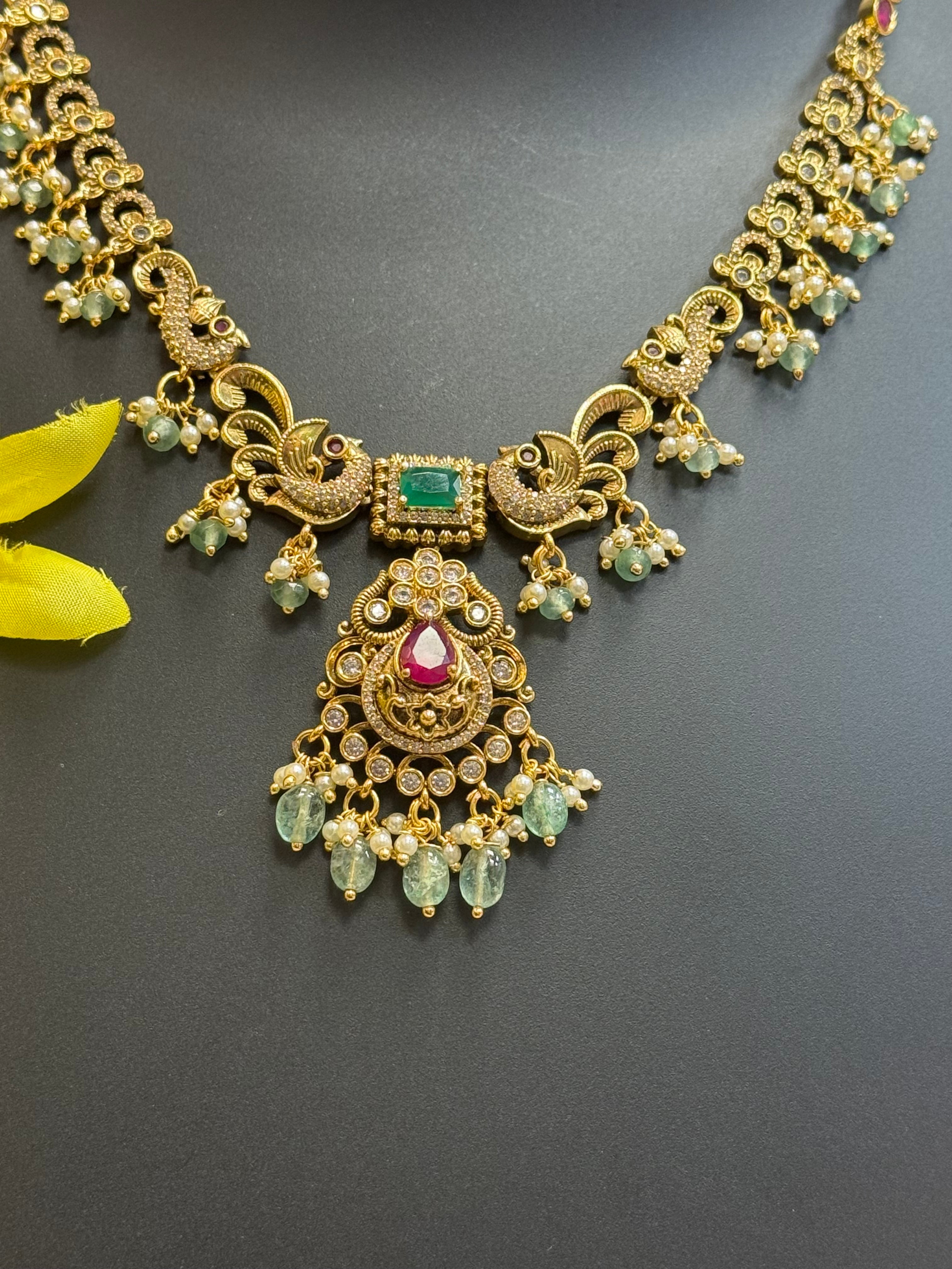 Antique Finish - Peacock Necklace set