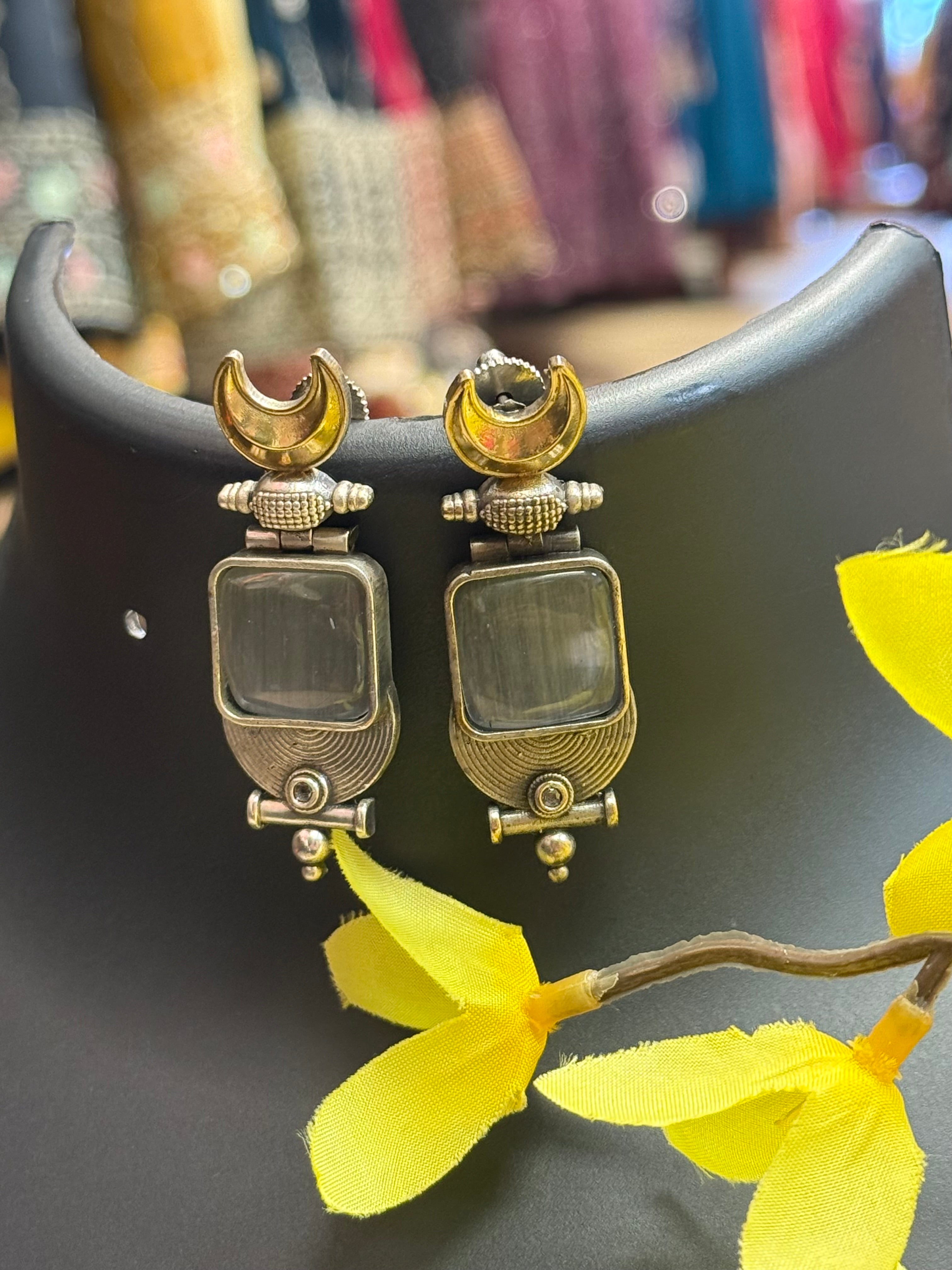 Dual Tone German Silver Earrings