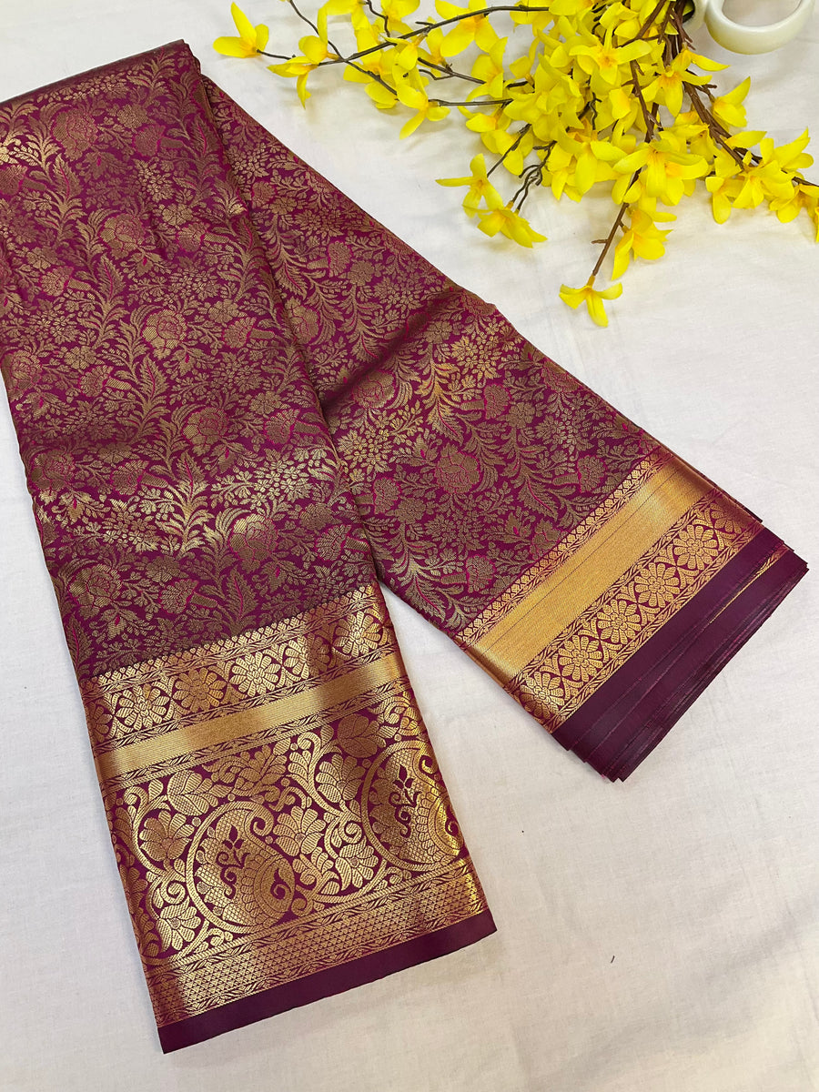 Wine Color - Semi silk Kanjeevaram Saree