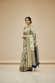 Unique Designer Russian Silk Saree with Stitched blouse