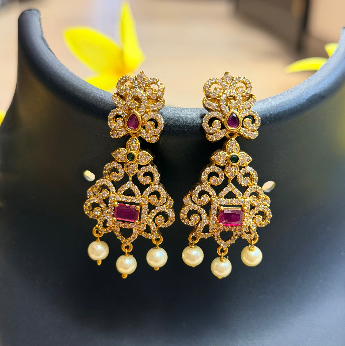 MattFinish Necklace Set with CZ Stones