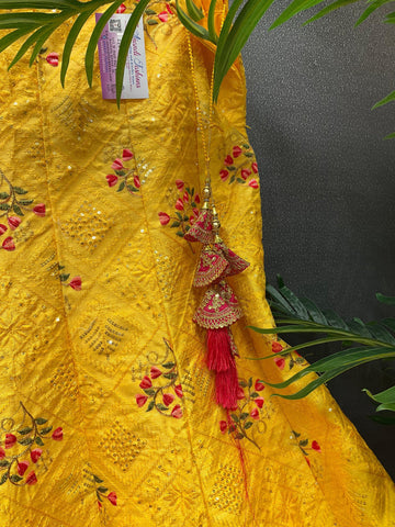 Bright Yellow Lehenga Skirt - Party Wear