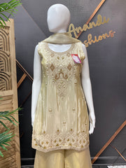 Gold Satin Silk Party Wear Palazzo set