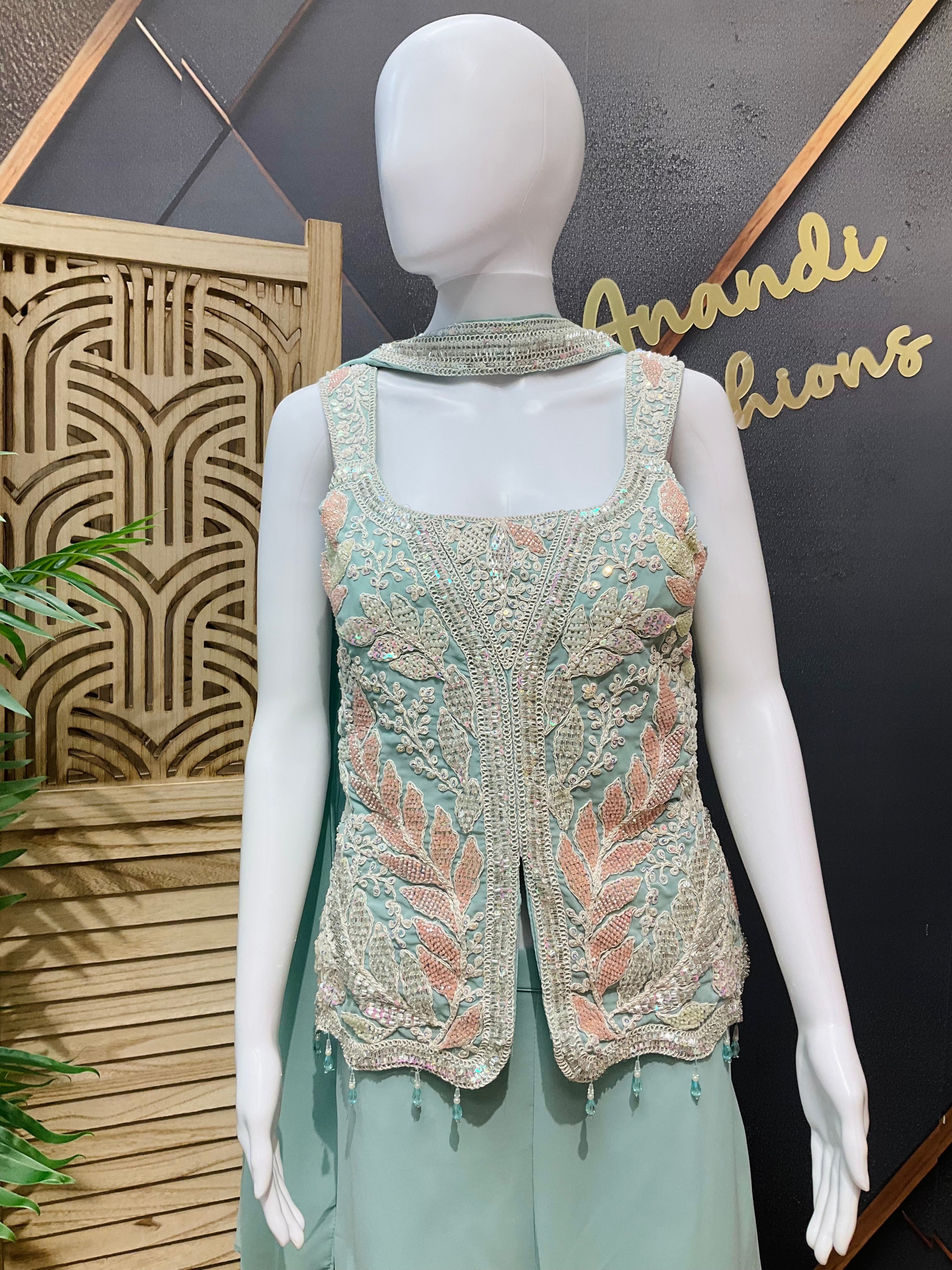 Pastel Colors Stylish Party Wear Palazzo/Sharara set