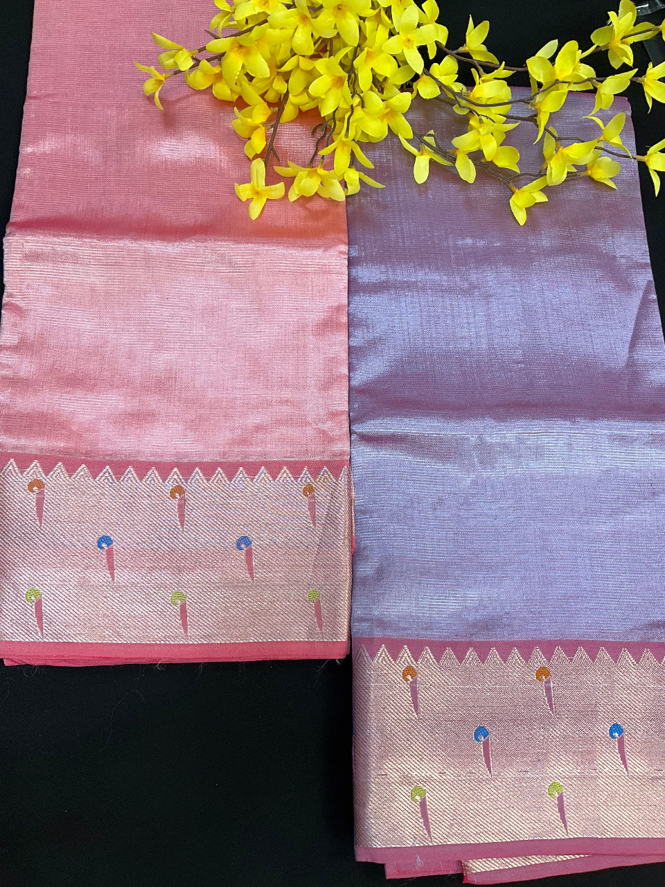 Baby Pink Mangalagiri Silk Saree with Pythani Border image 1