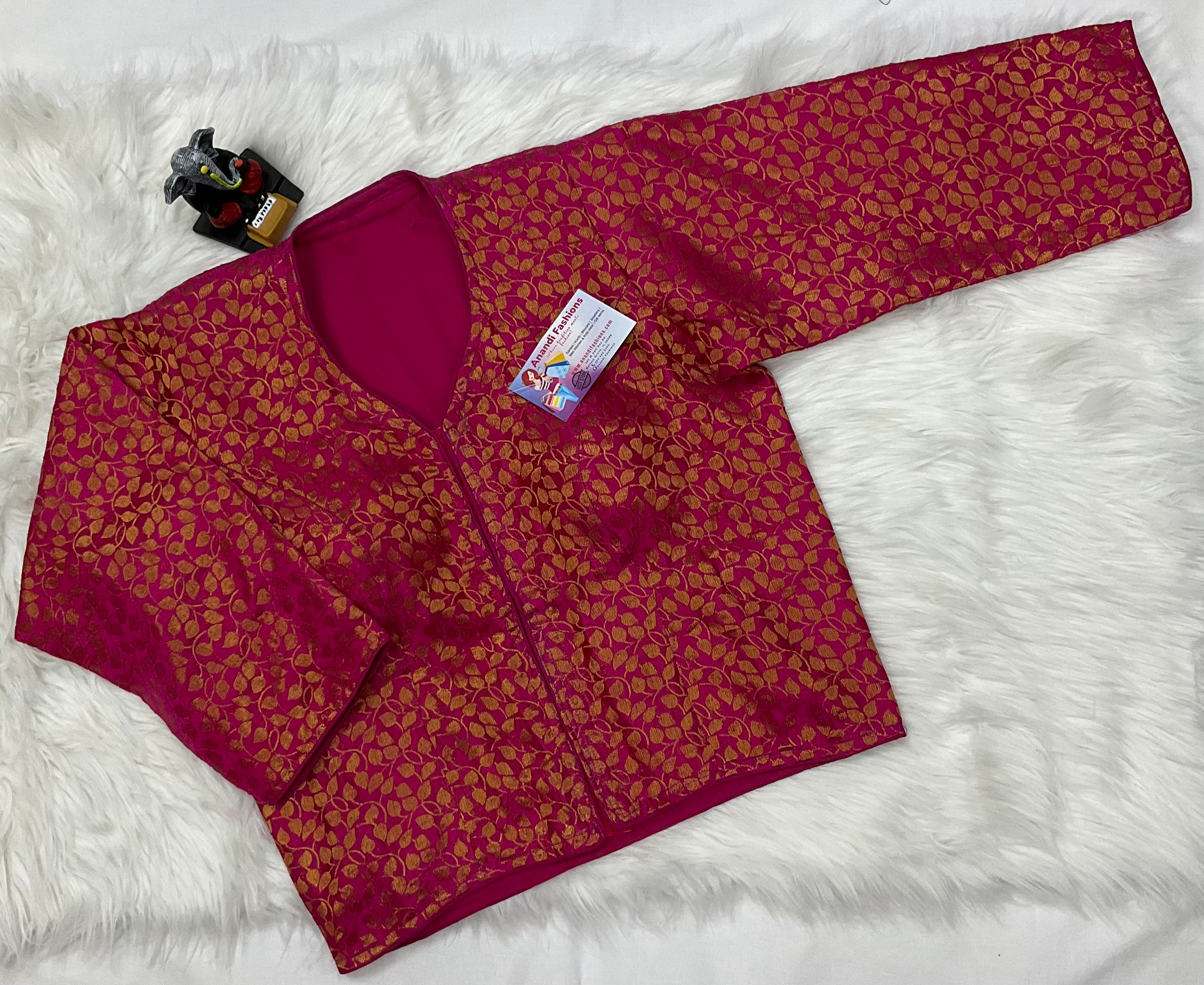 Long Sleeve Blouse - Gorgeous Saree and Skirt Brocade Blouse with Pattern image 1