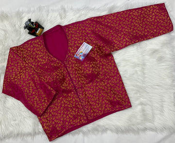 Long Sleeve Blouse - Gorgeous Saree and Skirt Brocade Blouse with Pattern
