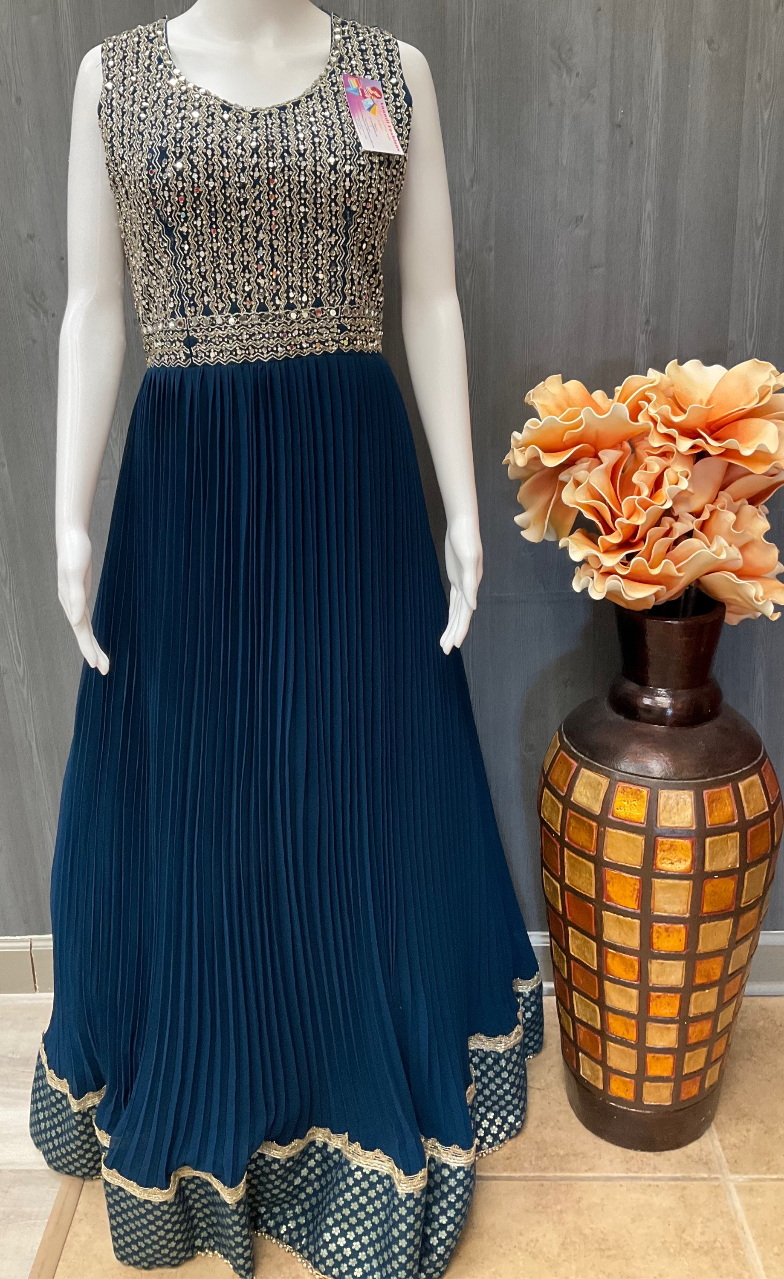 Indian Party Dresses - Georgette long Party wear with real mirrors- Size 40 image 2