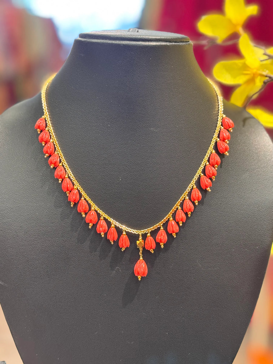 Cute -Orange Tulip flowers chain/necklace