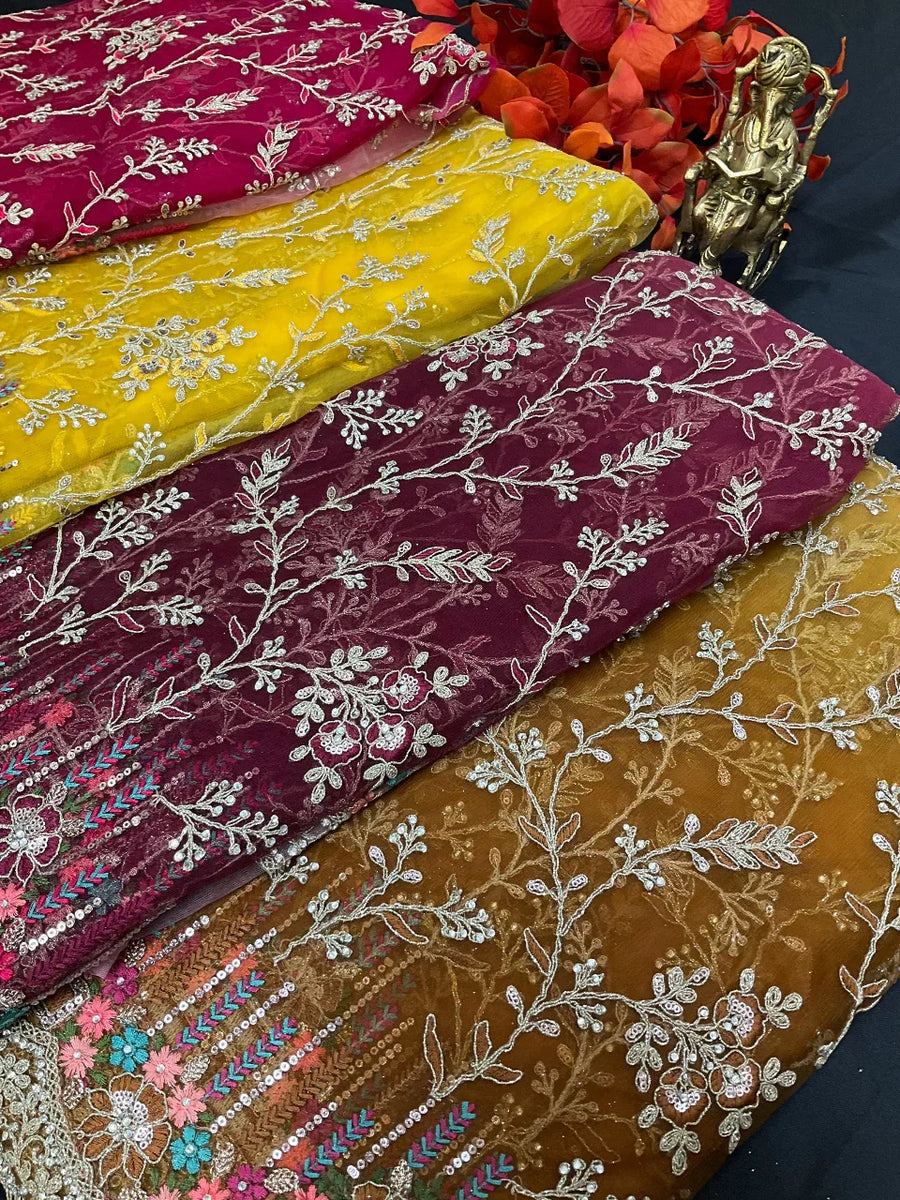Net Heavy Party Wear Saree with Shaded Design - Elegant Sophisticated