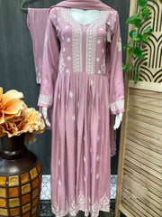 Light purple chikankari kurti set- Size 38/US XS
