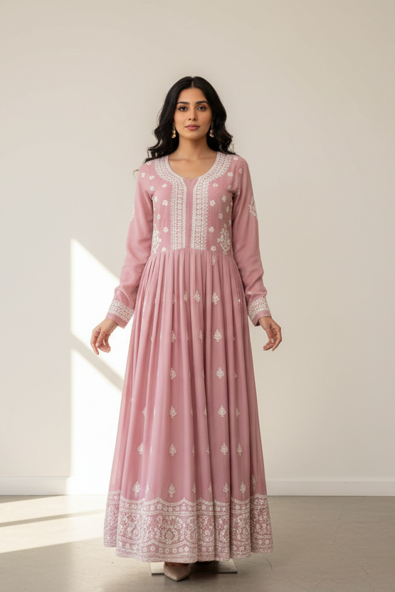 Light purple chikankari kurti set- Size 38/US XS