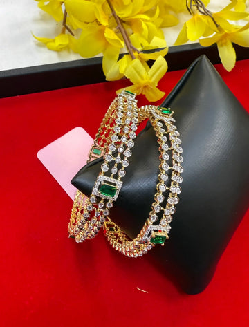 Party Wear CZ Bangles Set- (pair)