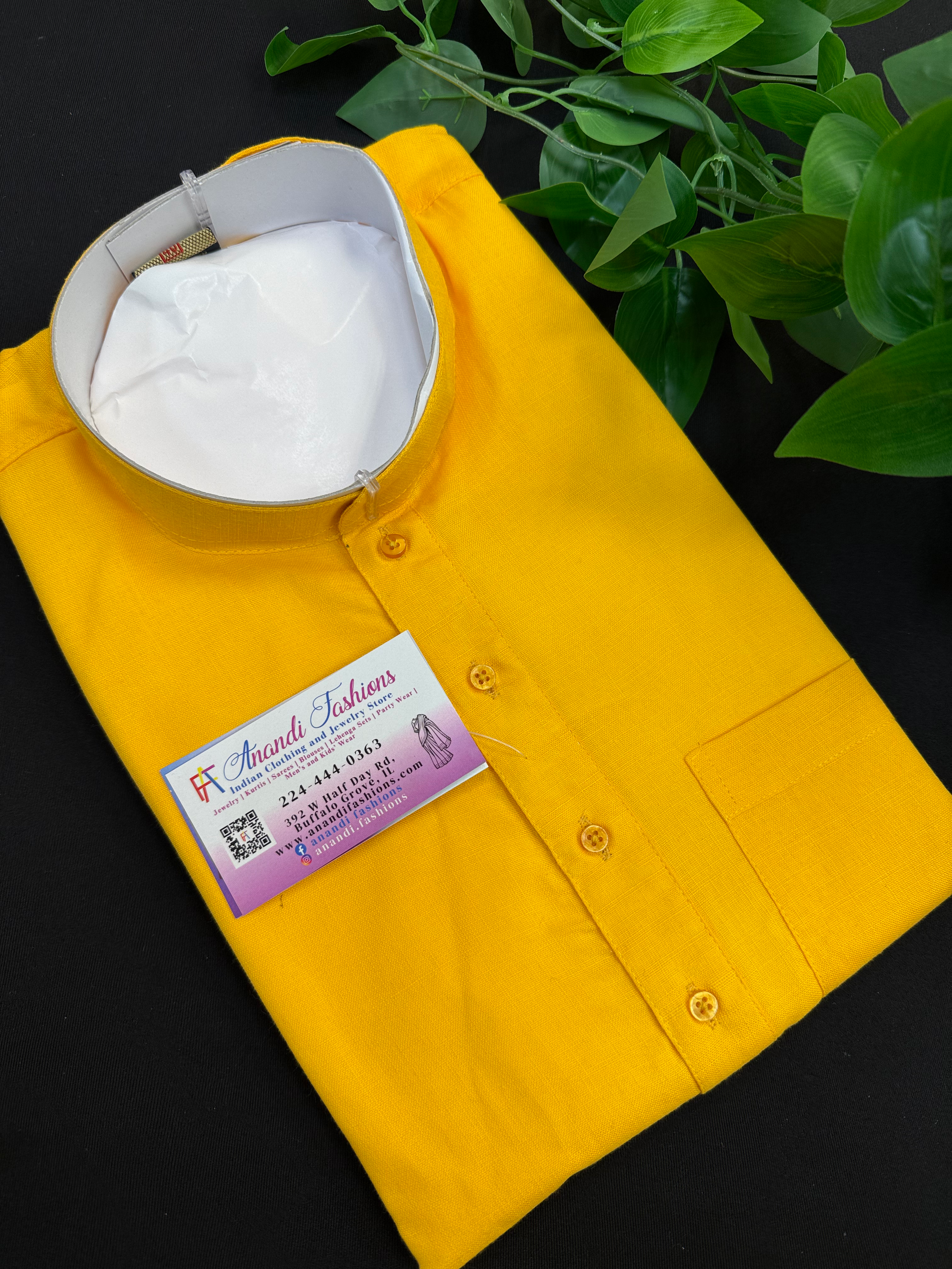 Pure Cotton - Yellow Kurta & White Pajama Set image 1