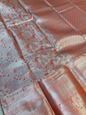 Orange- Semi Silk kanjeevaram saree