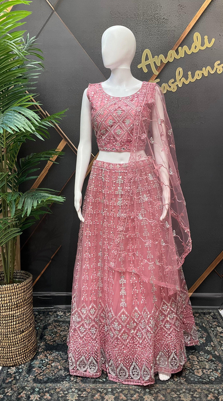 Net Lehenga Set with Heavy Embroidery - Party & Wedding Wear