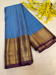 Blue Semi Silk Kanjeevaram Saree