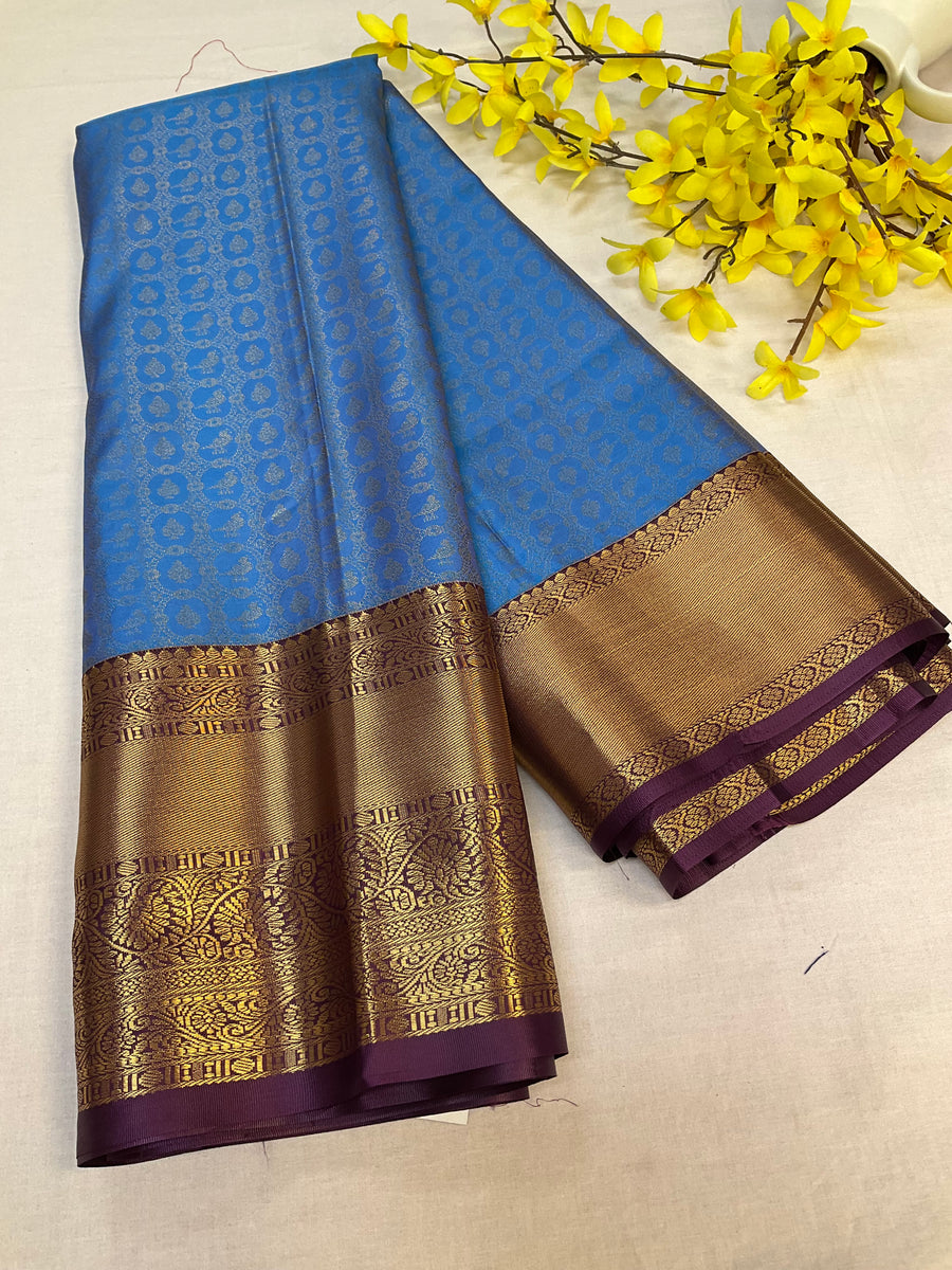 Blue Semi Silk Kanjeevaram Saree