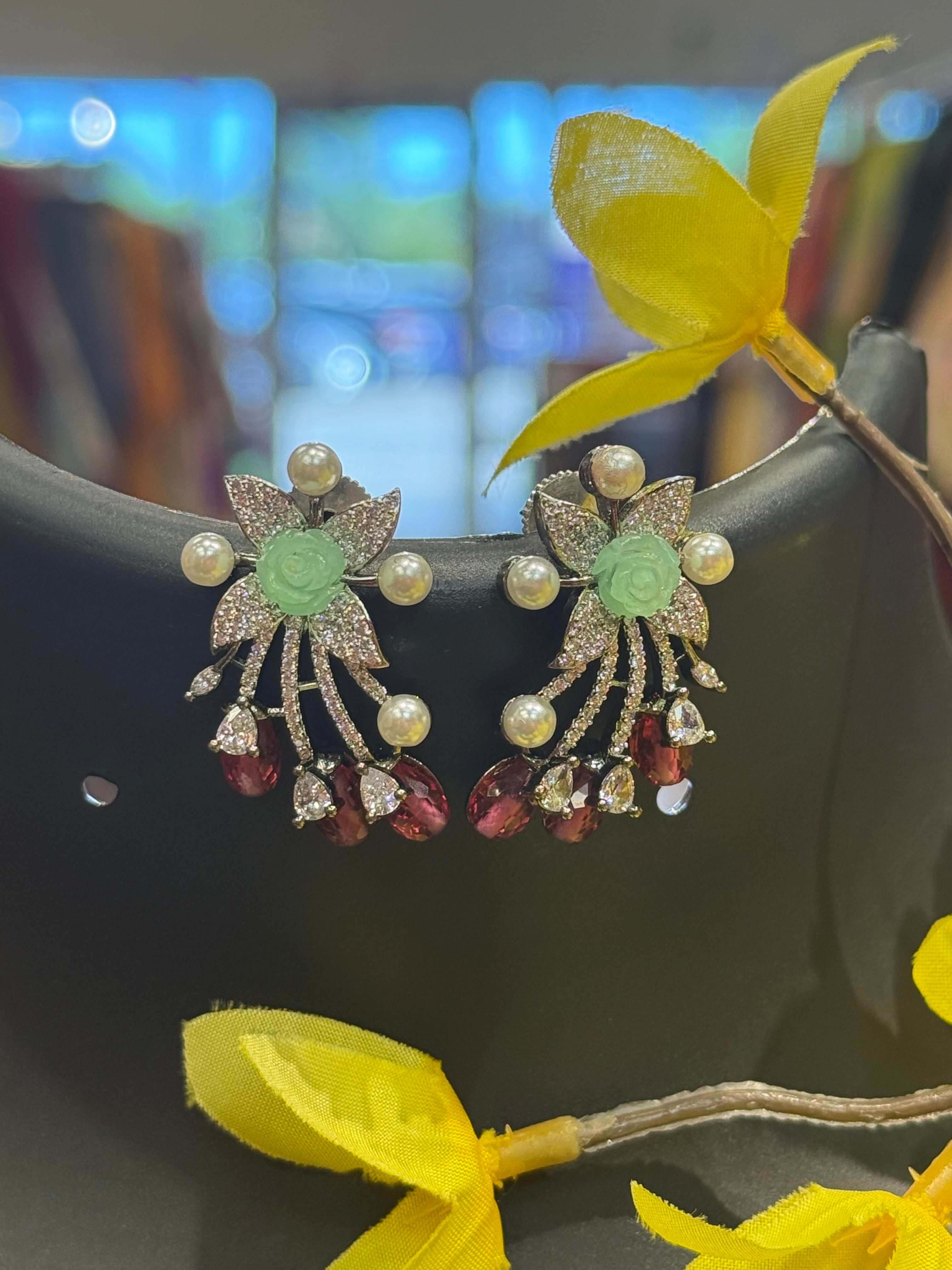 CZ Fancy Earrings-Party Wear Earrings