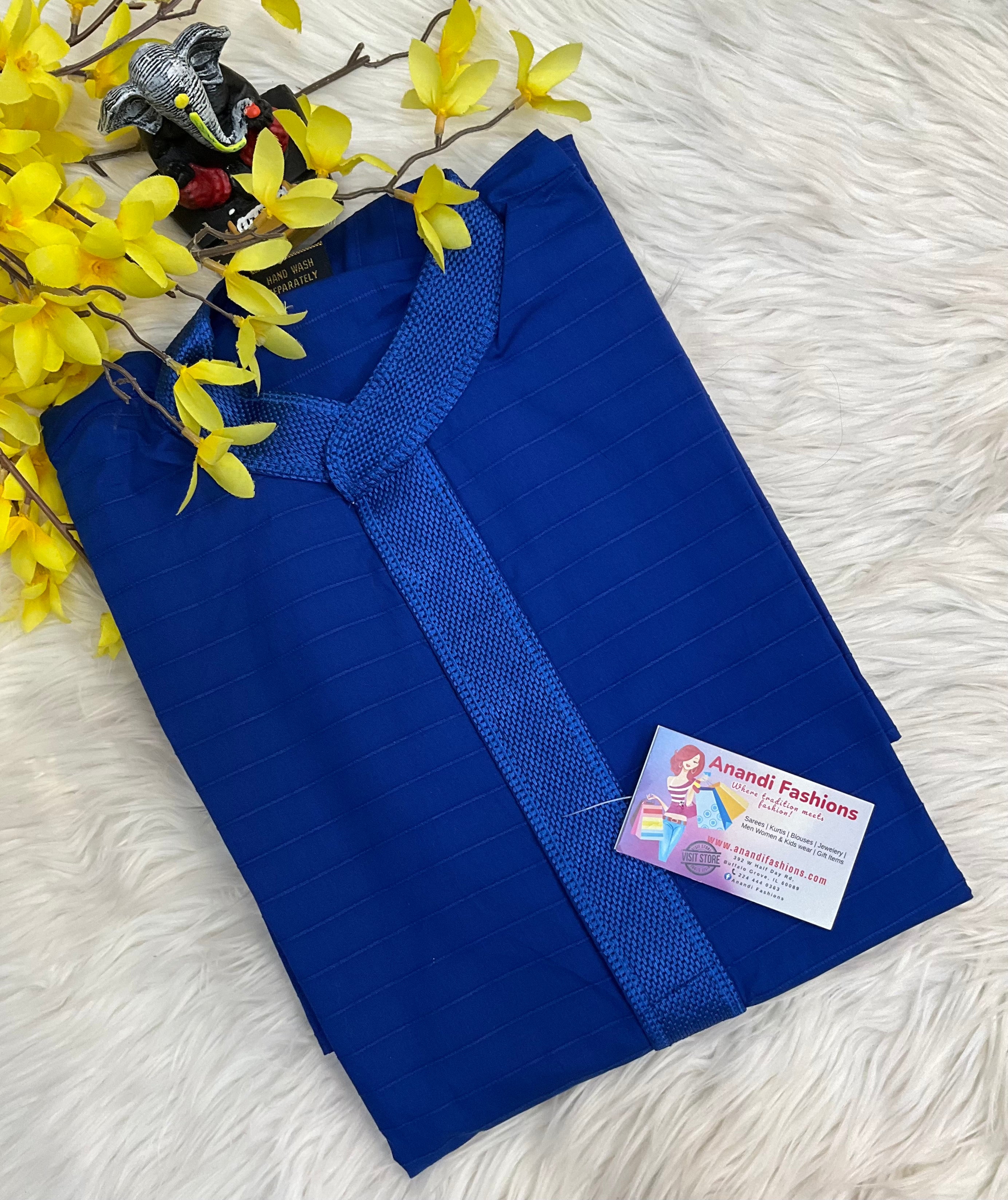 Size 38- Royal blue Pure cotton Mens kurta set