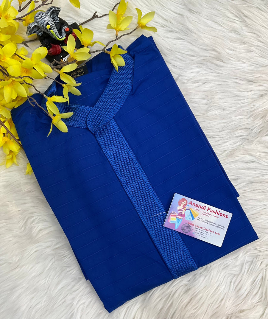 Size 38- Royal blue Pure cotton Mens kurta set