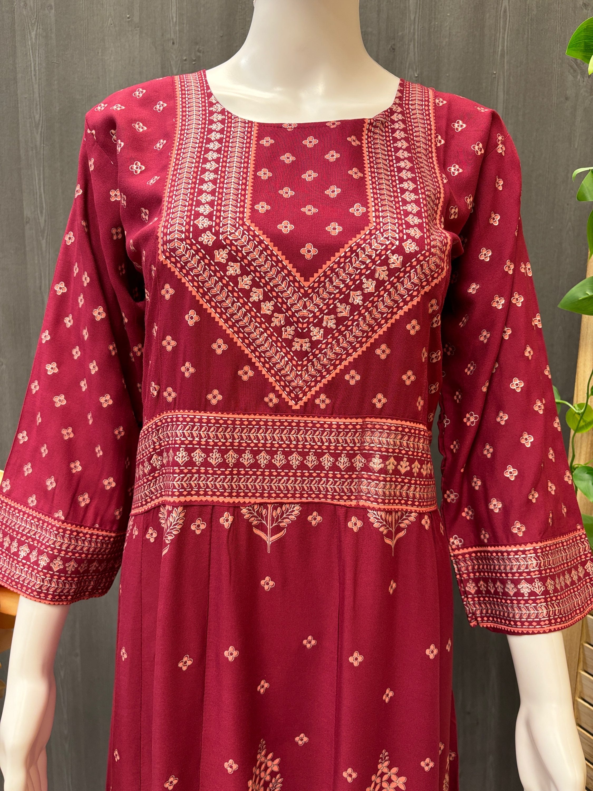Long Kurti - Rayon print Anarkali Kurtis image 2