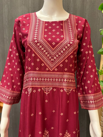 Long Kurti - Rayon print Anarkali Kurtis