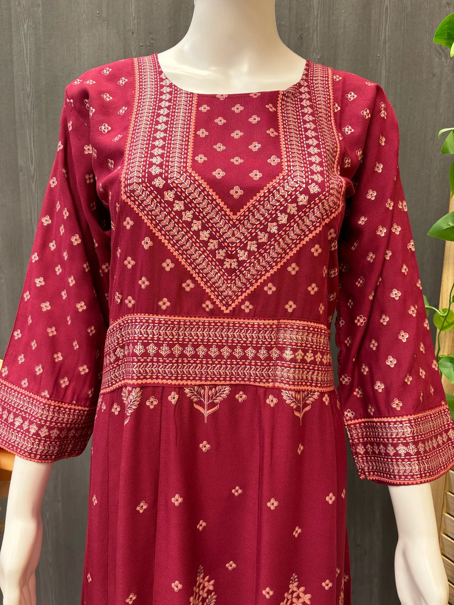 Long Kurti - Rayon print Anarkali Kurtis