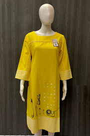 Yellow Cotton Kurti - Size 42