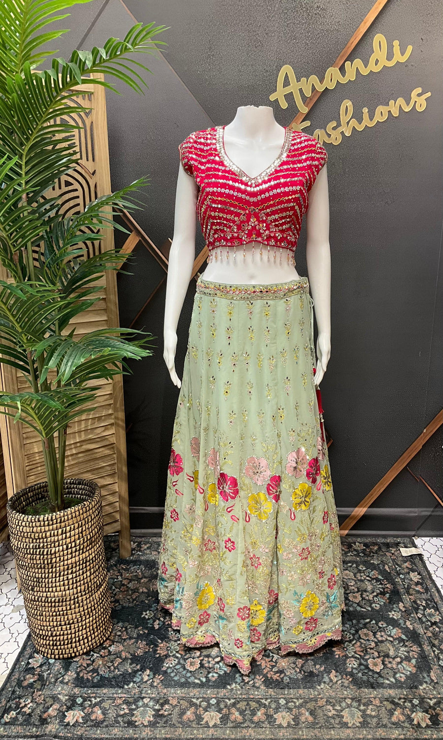 Georgette Lehenga Set with Floral Embroidery - Premium Party Wear