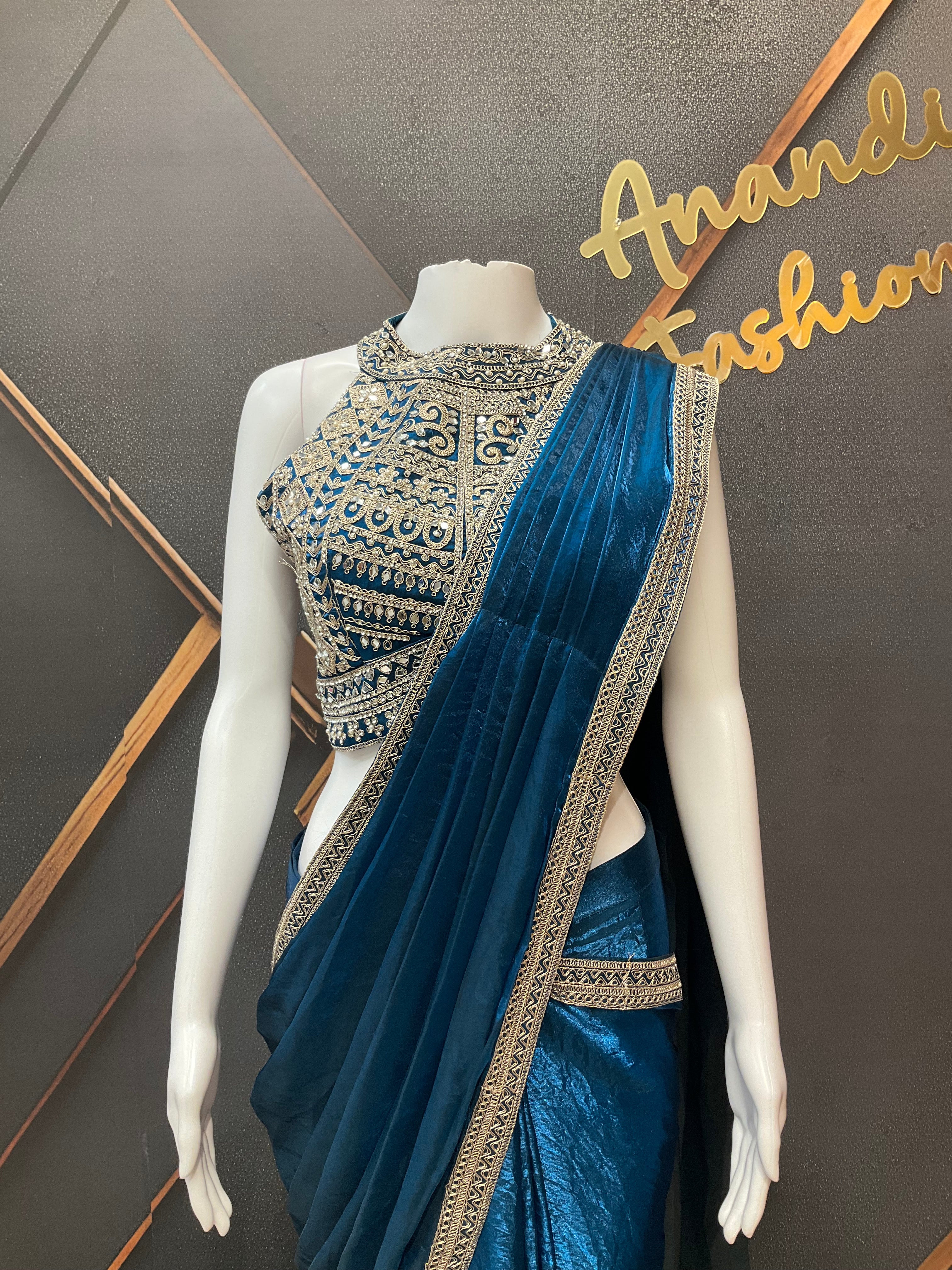Blue Ready to Wear Party wear saree