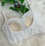 White Chikankari Thin Strap Cotton Blouse