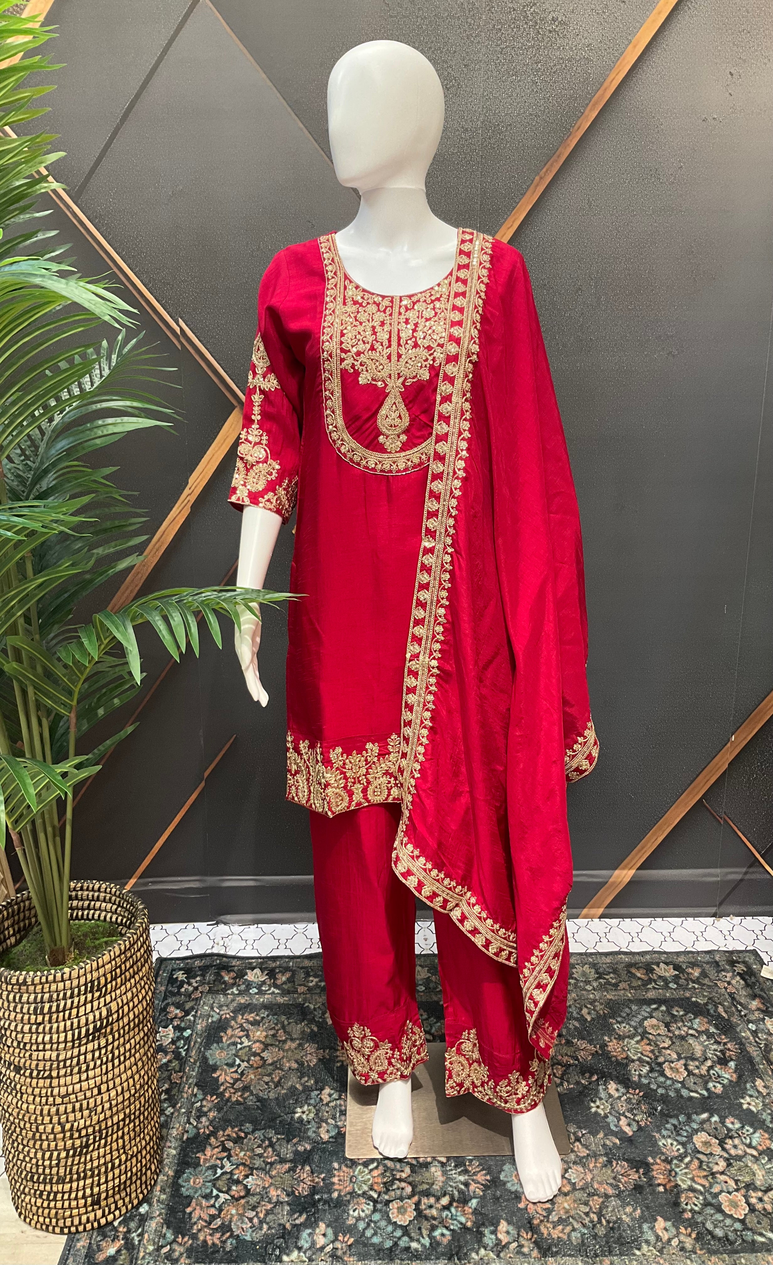 Red Party Wear Palazzo set