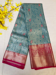 Semi Silk Kanjeevaram Allover Design Blue Saree
