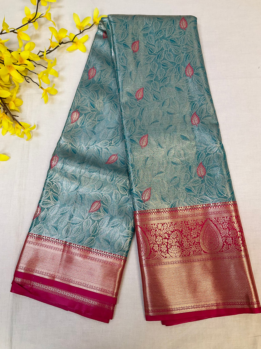 Semi Silk Kanjeevaram Allover Design Blue Saree