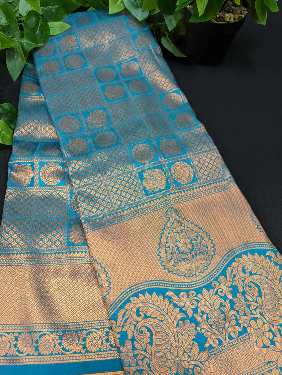 Pure Silk Saree - Copper Zari Work Traditional & Trendy 7 Colors