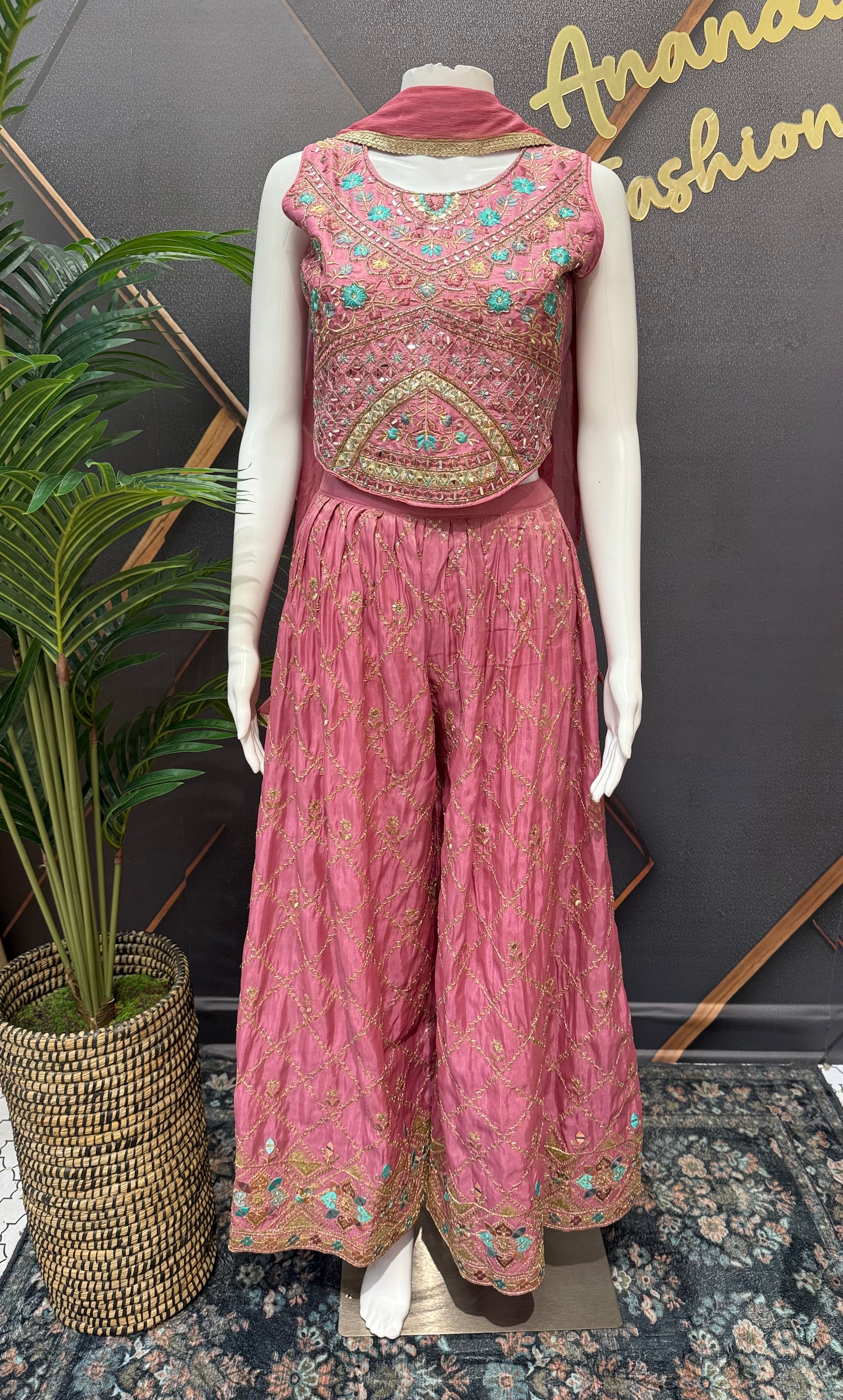 Pink-Teenage Girls Indo Western set