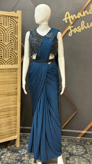 Teal Blue Ready to wear saree