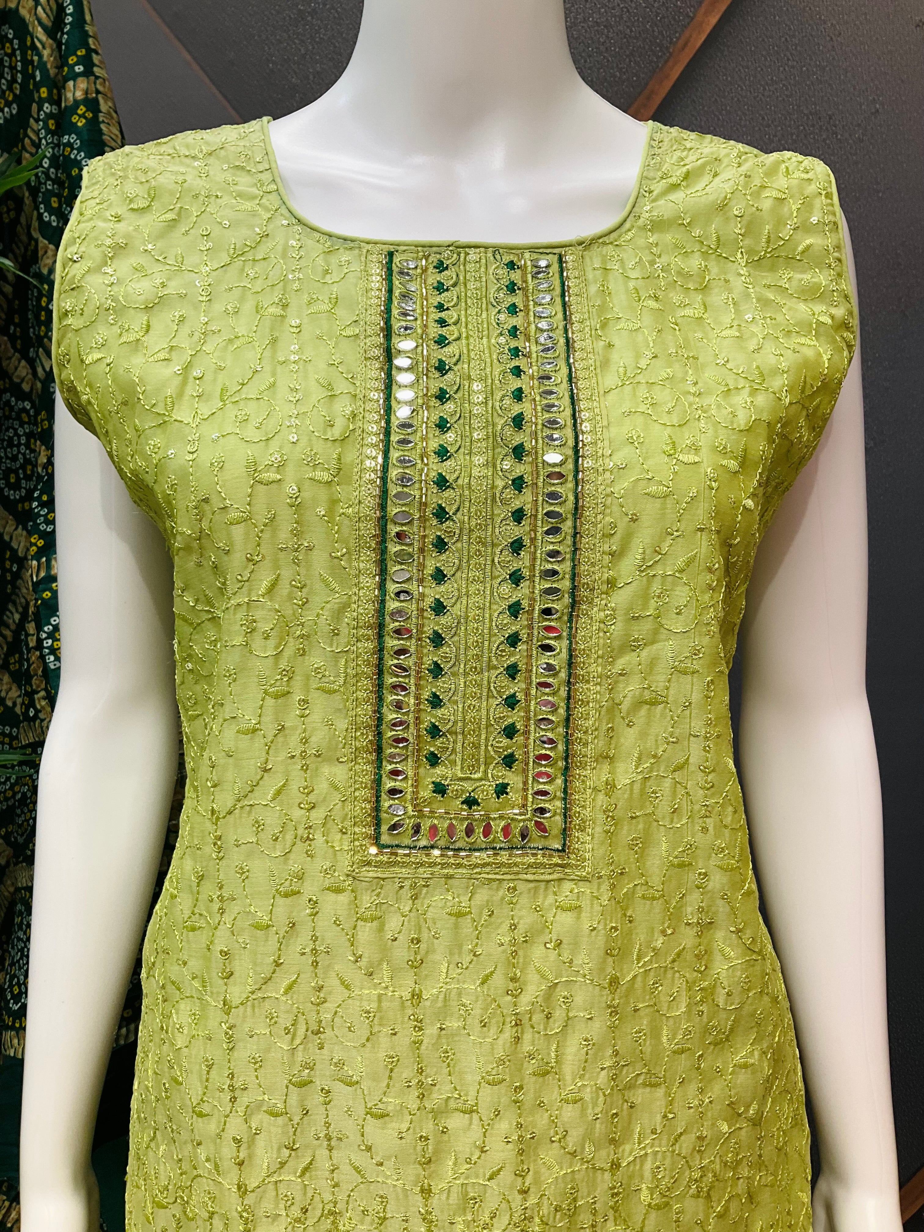 Party Wear Chudidhar/Kurti Set with  Bandhani Dupatta