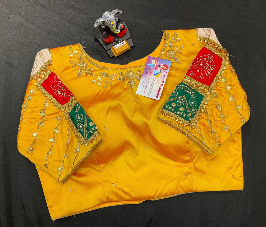 Raw Silk Yellow Color Blouse-size 38