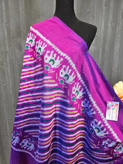 Ikkat Silk Dupatta - Purple Pure Silk Handloom Dupatta