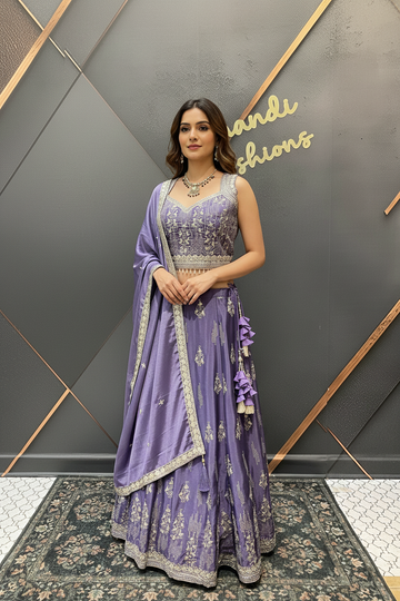 Pastel Purple - Plus size lehenga sets- Size 50