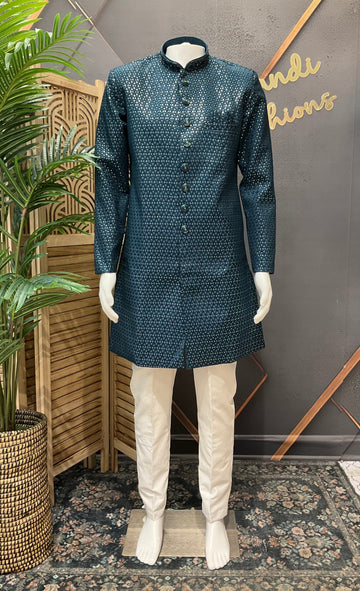 Teal Blue - Party Wear Men’s sherwani Set