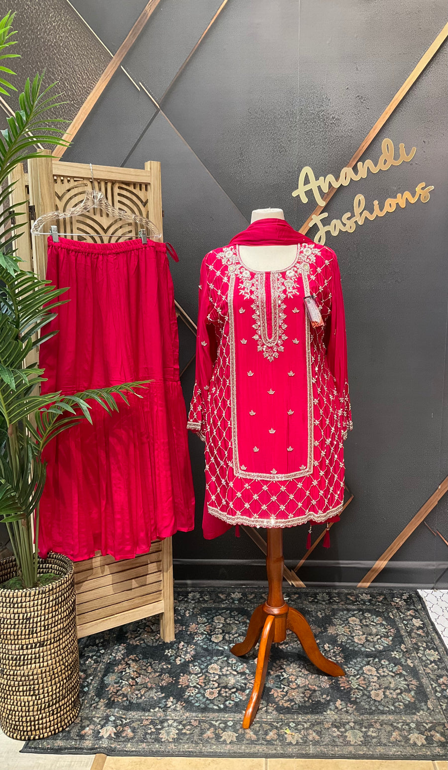 Plus size pink sharara set