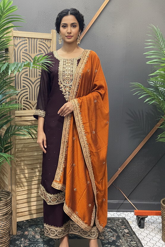 Kurti/Chudidhar Set with Palazzo Pant Silk Palazzo Set