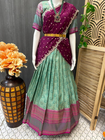 Benaras Half saree for young women / teenage girl blouse size 34 ( fits upto 38)
