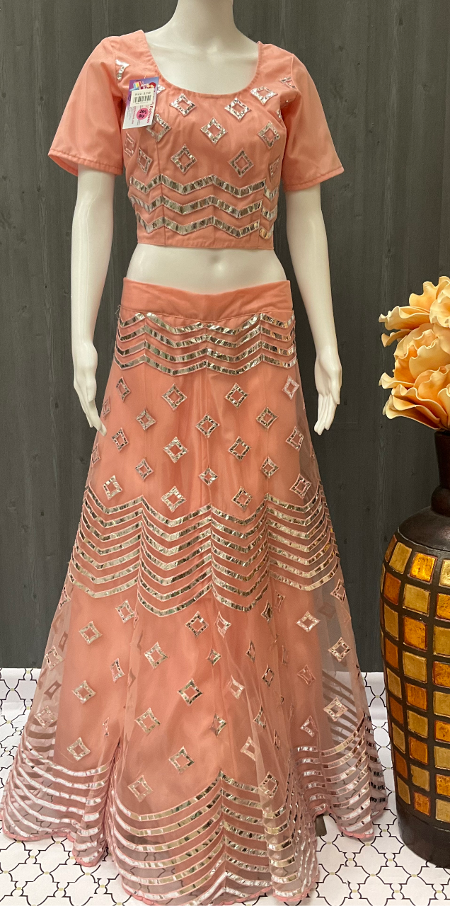 Lehenga Choli - Pink Lehenga Dress with Foil Mirror Work- Size 38 image 1