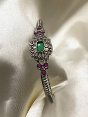 Oxidized Kada Green Stone