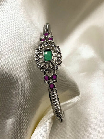 Oxidized Kada Green Stone