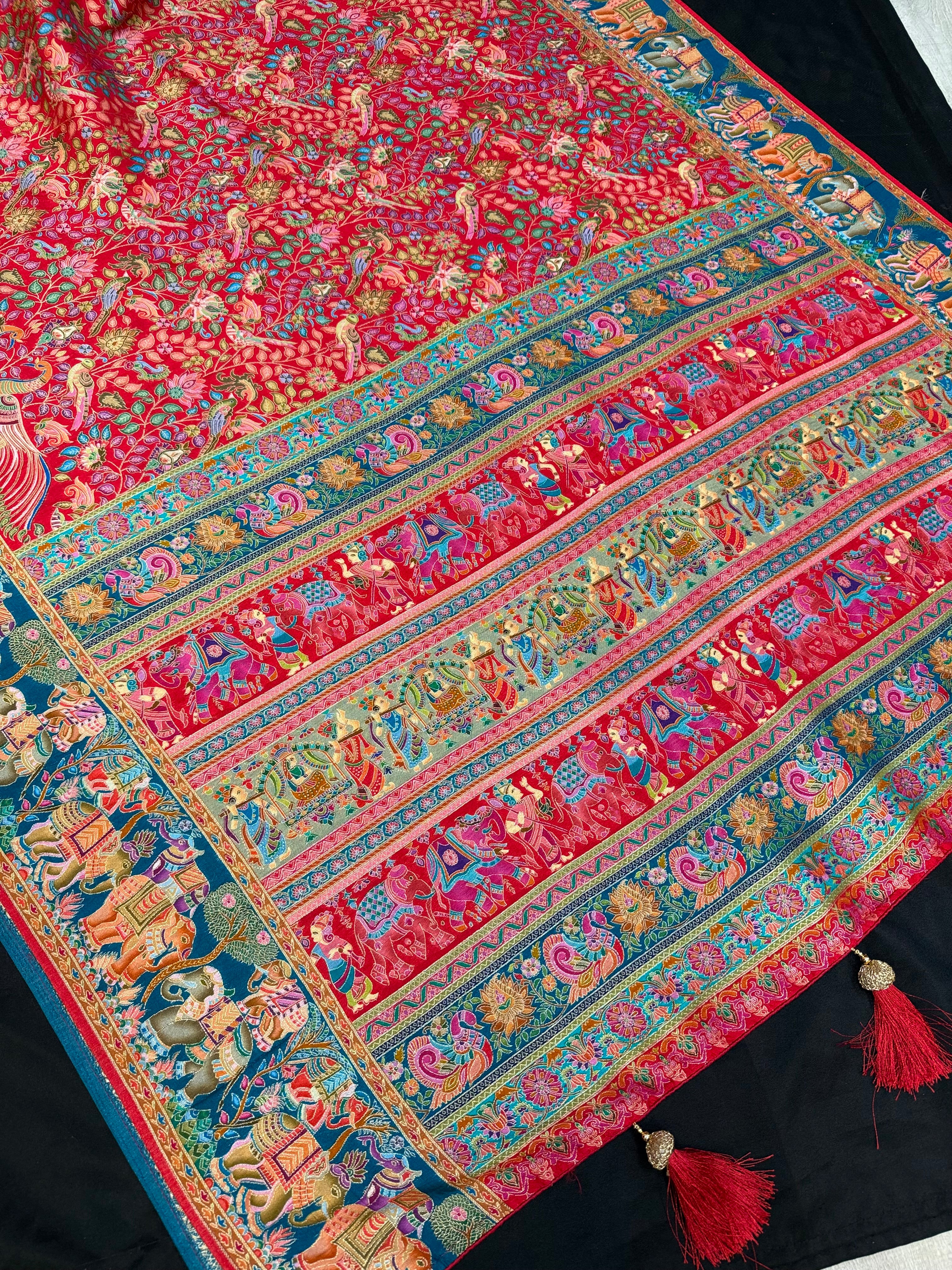 Premium Collections- Kashmiri Silk Red Saree